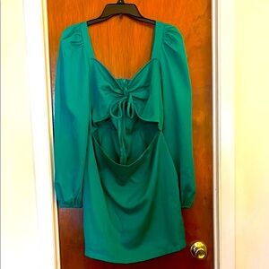 ASOS Green Long Sleeve Sundress with Tie Front